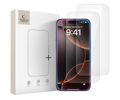 Szkło i folia ochronna TECH-PROTECT Glass Fit+ 2-Pack do Iphone 16 Pro / 17 / 17 Pro Clear 5906302319237